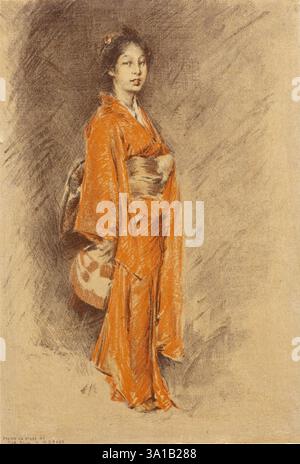 Femme japonaise à Kimono, fin du XIXe siècle. Banque D'Images