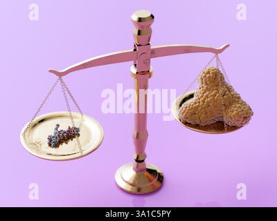 Semaglutide médicament amaigrissant, illustration conceptuelle. Commercialisé sous le nom d'Ozempic, le semaglutide est un analogue du peptide-1 de type glucagon (GLP-1) qui est utilisé pour traiter le diabète et pour la gestion du poids. Il augmente la production d'insuline, l'hormone qui abaisse le taux de sucre dans le sang, tout en supprimant la sécrétion de glucagon, l'hormone qui augmente le taux de sucre dans le sang. Il réduit également la faim et ralentit la vidange gastrique. Banque D'Images