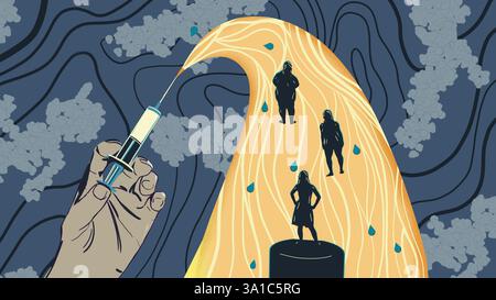 Semaglutide médicament amaigrissant, illustration conceptuelle. Commercialisé sous le nom d'Ozempic, le semaglutide est un analogue du peptide-1 de type glucagon (GLP-1) qui est utilisé pour traiter le diabète et pour la gestion du poids. Il augmente la production d'insuline, l'hormone qui abaisse le taux de sucre dans le sang, tout en supprimant la sécrétion de glucagon, l'hormone qui augmente le taux de sucre dans le sang. Il réduit également la faim et ralentit la vidange gastrique. Banque D'Images