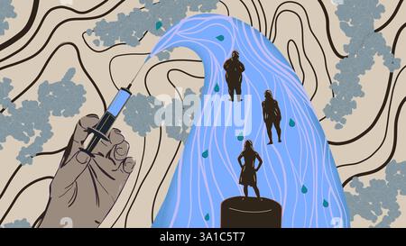 Semaglutide médicament amaigrissant, illustration conceptuelle. Commercialisé sous le nom d'Ozempic, le semaglutide est un analogue du peptide-1 de type glucagon (GLP-1) qui est utilisé pour traiter le diabète et pour la gestion du poids. Il augmente la production d'insuline, l'hormone qui abaisse le taux de sucre dans le sang, tout en supprimant la sécrétion de glucagon, l'hormone qui augmente le taux de sucre dans le sang. Il réduit également la faim et ralentit la vidange gastrique. Banque D'Images