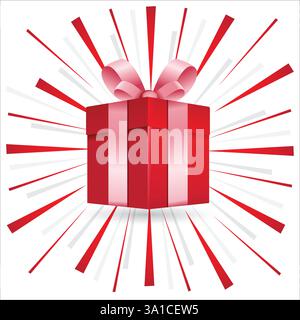 Boîte cadeau surprise dans un design plat. Coffret cadeau. Boîte à cadeaux. Surprise dans la boîte. Modèle de conception pour surprise, événement de célébration d'anniversaire, cadeaux, Illustration de Vecteur