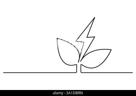 Écologie durable dessin continu d'une ligne d'art vectoriel de contour isolé Illustration de Vecteur