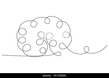 Cerveau humain dessin continu d'une ligne de dessin au trait et de conception d'illustration vectorielle Illustration de Vecteur