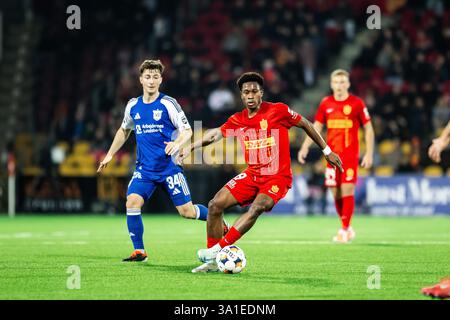 Farum, Danemark. 07 mars 2025. Mario Dorgeles (8) du FC Nordsjaelland vu lors du match de 3F Superliga entre le FC Nordsjaelland et Vejle BK à droite de Dream Park à Farum. Crédit : Gonzales photo/Alamy Live News Banque D'Images