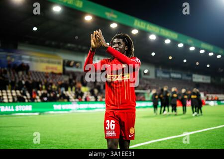 Farum, Danemark. 07 mars 2025. Caleb Yirenkyi (36) du FC Nordsjaelland vu après le match de Superliga 3F entre le FC Nordsjaelland et Vejle BK à droite de Dream Park à Farum. Crédit : Gonzales photo/Alamy Live News Banque D'Images