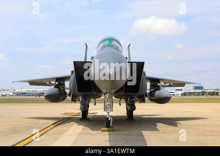 Bangkok, Thaïlande. 08 mars 2025. La Republic of Singapore Air Force (RSAF), a amené des avions F-15SG, F-16D et A330 MRTT à se joindre à l'exposition pour le 88e anniversaire de la Royal Thai Air Force (RTAF) à l'escadre 6 Royal Thai Air Force le 8 mars 2025 à bangkok en Thaïlande. (Photo de Teera Noisakran/Sipa USA) crédit : Sipa USA/Alamy Live News Banque D'Images