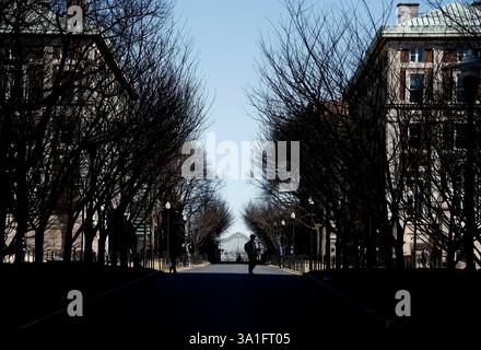 New York, États-Unis. 08 mars 2025. Opinions externes de l'Université Columbia à la suite d'un changement dans son financement fédéral le 8 mars 2025 à New York. La « joint Task Force to combat antisémitisme » de l’administration Trump a annoncé qu’elle annulerait 400 millions de dollars de subventions fédérales en raison de l’inaction de Columbia pour empêcher le harcèlement continu des étudiants juifs. (Photo de John Lamparski/Sipa USA) crédit : Sipa USA/Alamy Live News Banque D'Images