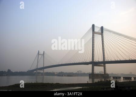 Vidyasagar Setu nouveau deuxième pont sur la rivière Hoosely, Calcutta, Bengale occidental, Inde, Asie Banque D'Images