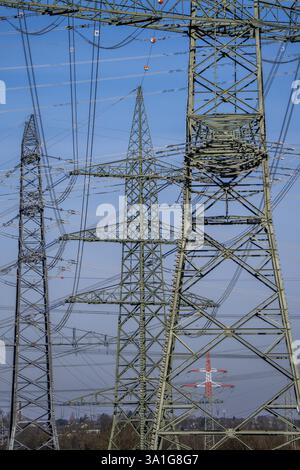 Pylônes à haute tension, lignes à la sous-station de Dortmund-Kruckel