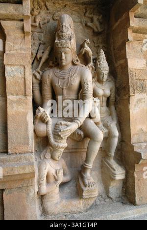 Statue Saraswati du 11ème siècle dans le temple Brihadishvara, Gangaikonda Cholapuram, Tamil Nadu, Inde, Asie Banque D'Images