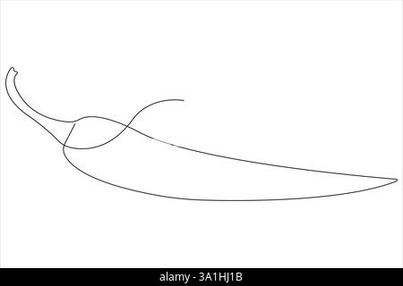 Piment épicé chaud dans un dessin d'art continu d'une ligne d'illustration vectorielle de style Illustration de Vecteur