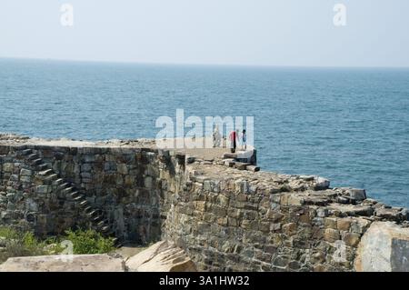Vue latérale du fort de Sindhudurgh, Sindhudurg, Maharashtra, Inde, Asie Banque D'Images