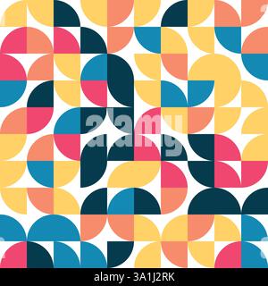 Vecteur de motif géométrique unique Bauhuas coloré, fond géométrique, motif géométrique sans couture, texture de motif moderne, couleurs vintage, coloré Illustration de Vecteur
