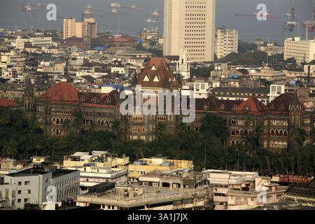Vue aérienne de la haute Cour de Mumbai située à Churchgate à Bombay Mumbai, Maharashtra, Inde, Asie Banque D'Images