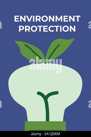 Concept de protection de l'environnement avec la croissance des feuilles à l'intérieur de l'ampoule. Illustration de Vecteur