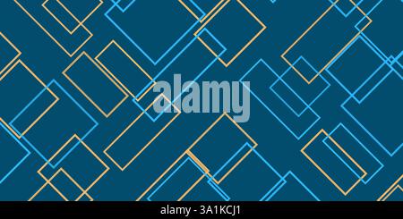 Simples cadres rectangulaires chevauchants de différentes tailles, colorés en vert, marron et bleu - motif de formes géométriques, texture de gradient sur large échelle Ba Illustration de Vecteur