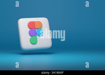 Buenos Aires, Argentine - 4 mars 2025 : logo tridimensionnel de Figma avec espace de copie. illustration 3d. Banque D'Images