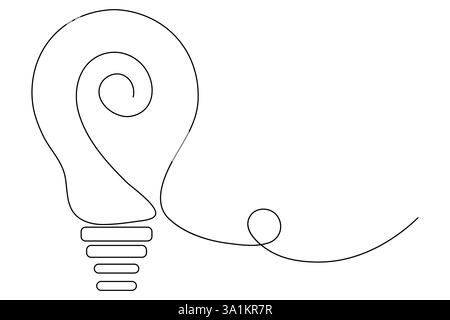 Continu une simple ligne art d'ampoule avec vecteur de contour d'icône de coeur Illustration de Vecteur