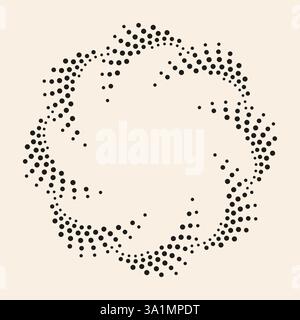 Objet rosette de fleur simple à pois noirs sur fond blanc. Cadre pour logo, pages web, impressions, affiches, modèle. Illustration de Vecteur