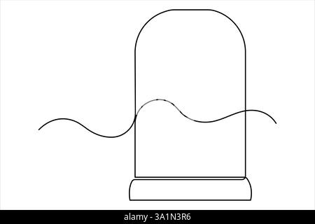 Gravestone R.I.P dessin d'art continu d'une ligne d'Halloween, tombe, cimetière, mort, jour du souvenir Illustration de Vecteur
