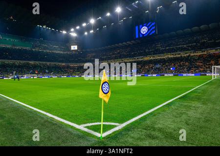 Milan, Italie. 08 mars 2025. Le Giuseppe Meazza est prêt pour le match de Serie A entre Inter et Monza à Milan. Crédit : Gonzales photo/Alamy Live News Banque D'Images