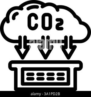 illustration vectorielle d'icône de ligne de carbone d'absorption de co2 Illustration de Vecteur