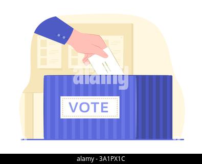 Human Hand met le vote dans la boîte de vote pour l'élection et la démocratie concept illustration Clip Art Illustration de Vecteur