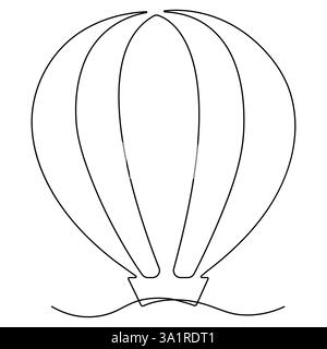 Doodle dessiné à la main continu du transport aérien de montgolfière pour le voyage dans l'illustration vectorielle de contour de ciel Illustration de Vecteur