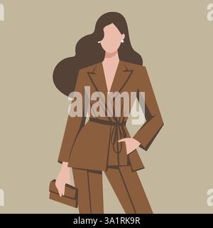 fille sans visage en costume brun isolé illustration vectorielle plate. Illustration de Vecteur