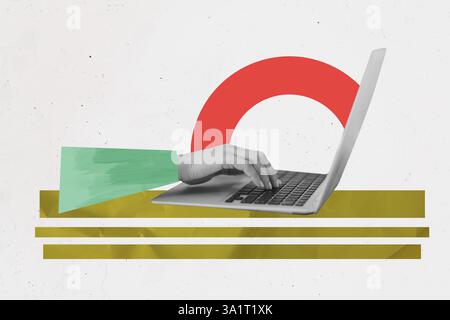 Illustration de modèle d'esquisse de tendance de collage de photos 3D de l'espace de travail d'affaires de profession ressources humaines de l'espace de travail main manchon de doigt clavier ordinateur portable Banque D'Images