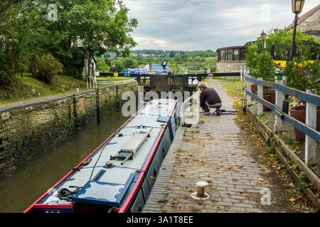 Saltford Lock, Saltford, Somerset, Royaume-Uni Banque D'Images