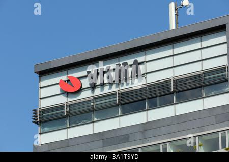 Logo Visma sur le bureau, Visma est un fournisseur européen de logiciels cloud stratégiques. Banque D'Images