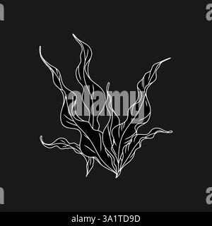 Illustration graphique d'algues vertes dessinées à la main. Dessin naturel Illustration de Vecteur