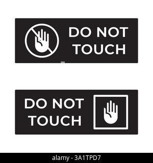 Ne touchez pas au concept de modèle d'affiche. Signe d'interdiction avec l'illustration simple de la main d'arrêt, vecteur. Illustration de Vecteur