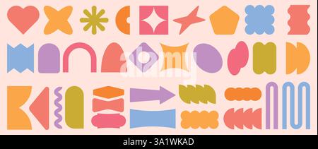 Badge autocollant. Éléments de conception modernes pour étiquette, fond de conception de logo coloré pop ou paquet graphique patch. Pour les médias sociaux, la musique. Silhouette de coeur Illustration de Vecteur