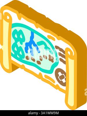 cartes du vieux monde découvertes géographiques illustration vectorielle d'icône isométrique Illustration de Vecteur