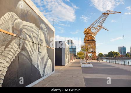 Street art le long des quais de Puerto Madero, Buenos Aires, Argentine. Banque D'Images