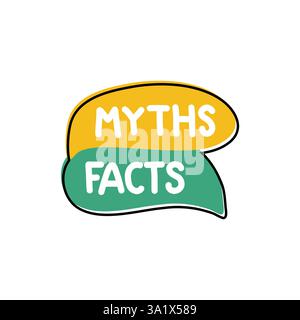 Mythes faits. Badge, icône, illustration de conception de vecteur de logo sur fond blanc Illustration de Vecteur