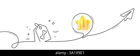 Icône de ligne d'étiquettes PET. Signe en os de chien. Ligne continue avec plan. Vecteur Illustration de Vecteur