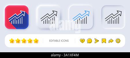 Icône de ligne de graphique. Neumorphe, ombre plate, boutons 3D. Graphique du rapport ou signe de croissance des ventes. Symbole de données d'analyse et de statistiques. Icône de courbe de demande de ligne. Illustration de Vecteur