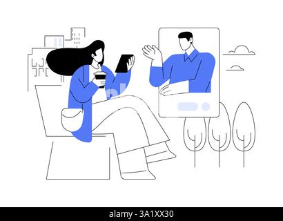 Appeler des amis a isolé des illustrations vectorielles de dessins animés. Illustration de Vecteur