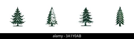 Pixel de sapin de Noël vert permanent. Sapin d'hiver élégant. Arbre du nouvel an. Illustration vectorielle. Illustration de Vecteur