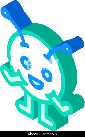 illustration vectorielle d'icône isométrique mignonne monstre de forme ronde Illustration de Vecteur