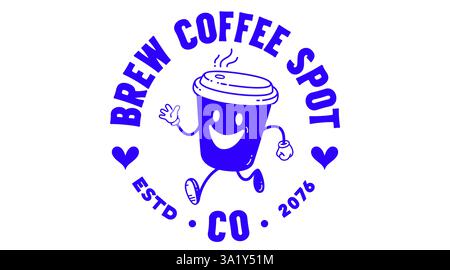 Tasse à café, mascotte drôle de personnage Illustration de Vecteur