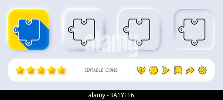 Icône de ligne de pièce de puzzle. Panneau en forme de jeu de puzzle. Boutons neumorphiques. Vecteur Illustration de Vecteur