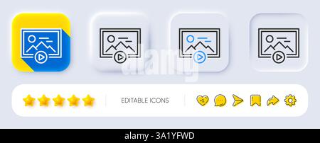 Icône de début de ligne de présentation. Vignette d'image photo. Boutons neumorphiques. Vecteur Illustration de Vecteur