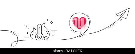 Icône de ligne de température de fièvre. Signe thermomètre. Ligne continue avec plan. Vecteur Illustration de Vecteur
