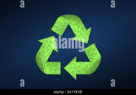 Icône de vecteur de recyclage sur fond bleu. Symbole ECO, marque de recyclage. Illustration de Vecteur