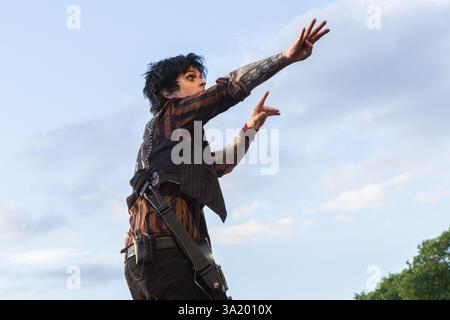 Londres, Royaume-Uni. 1er juillet 2017. Billie Joe Armstrong, leader de Green Day, sur scène au BST Festival à Hyde Park. Cristina Massei/Alamy Banque D'Images