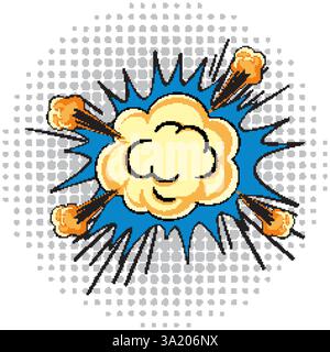 Explosion comique colorée avec des nuages de fumée et des effets d'éclatement dynamiques Illustration de Vecteur